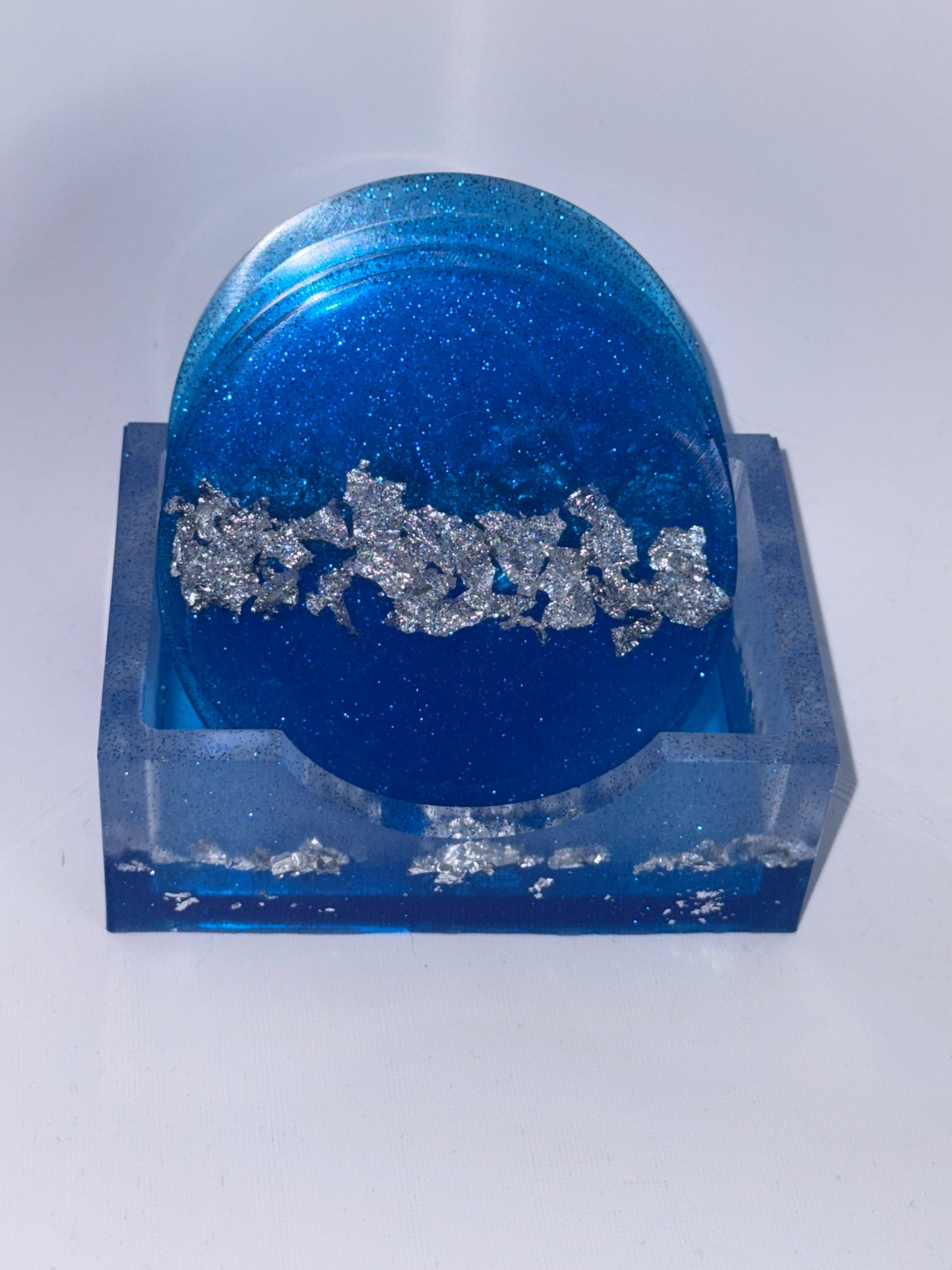 Ocean-Inspired Resin Coaster Set with Holder – Set of 4